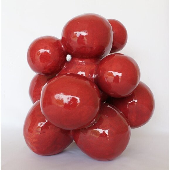 Modern Ceramic Sculpture Handmade Red Grapefruit Organic Shape Decorative Piece - Picture 2 of 13
